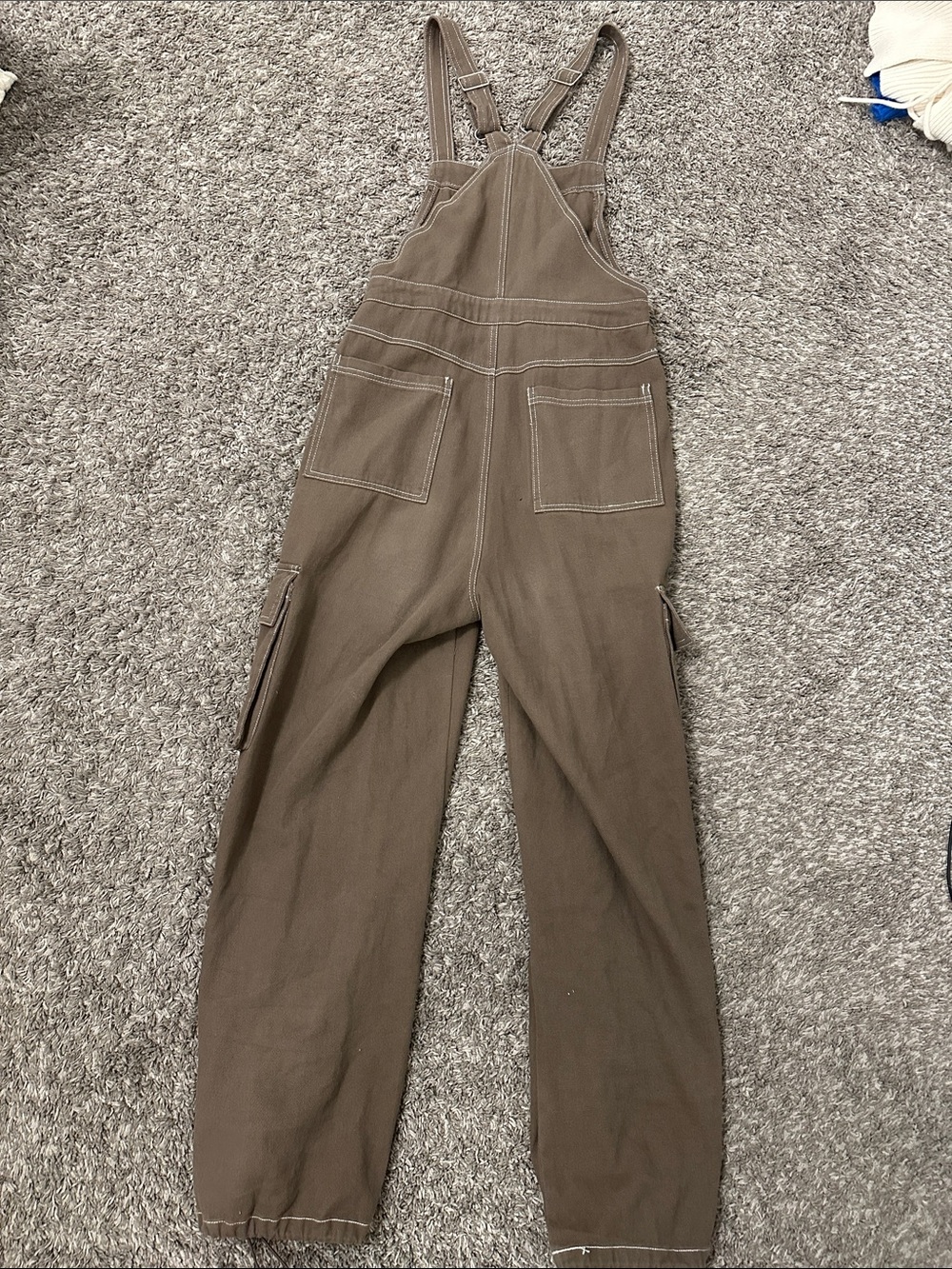 Blue Blush Olive Brown Cargo Overalls Jumpsuit - Picture 4 of 4